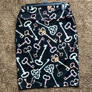 LuLaRoe Cassie Pencil Skirt, Large, Key Print